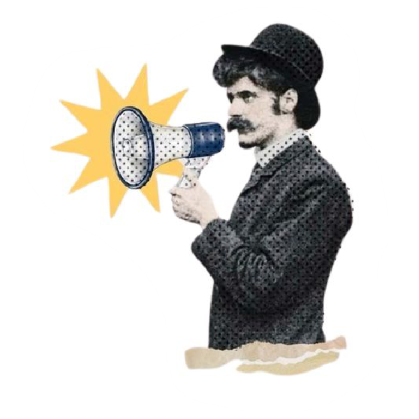 Ilustración de hombre con megáfono